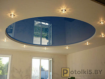 Многоуровневый потолок с круглой конструкцией (подойдет в ванную)