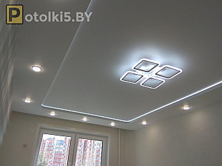 Матовый двухуровневый натяжной потолок с подсветкой 189