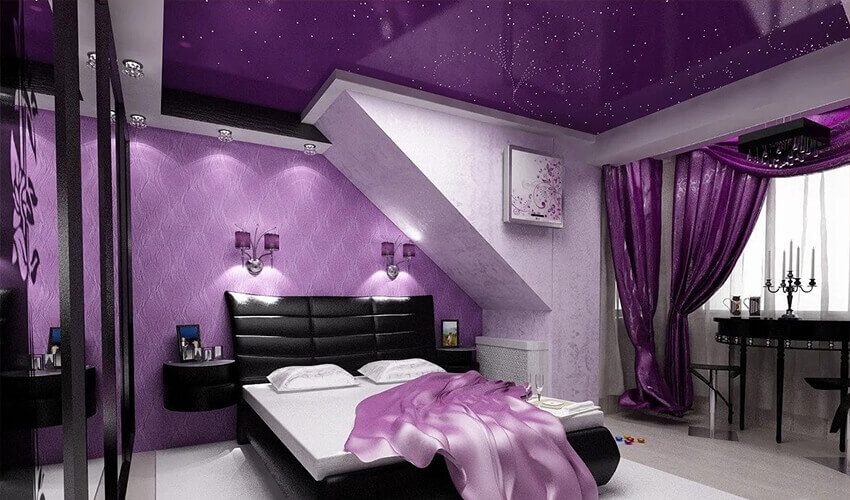 Фиолетовый натяжной потолок фон